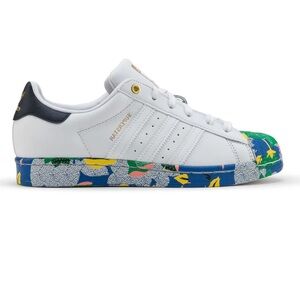 adidas White and Blue Sneakers with Colorful Accents
